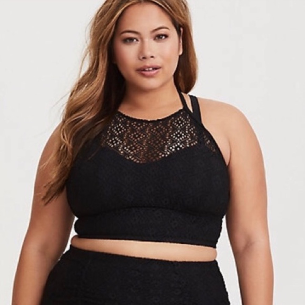 PLUS Torrid size XL halter lace black swim top